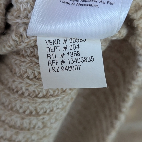 Vintage 90s Eddie Bauer Light Tan Shaker Stitch Henley Sweater Size Large TALL - Picture 6 of 7